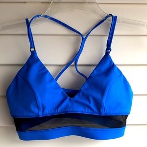 Lululemon Electric Blue Swim or Activewear Top Sz 6 with black mesh